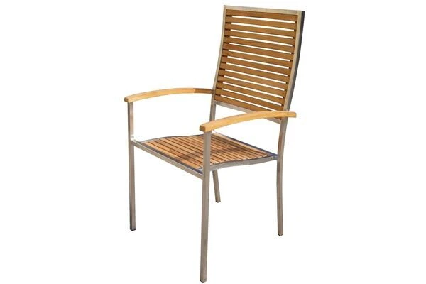 OUTFLEXX Set, Natur, Edelstahl/Teak, Esstisch 200 X 90 Cm, 6 Stapelstühle 8 OUTFLEXX Set, Natur, Edelstahl/Teak, Esstisch 200 X 90 Cm, 6 Stapelstühle - Image 6