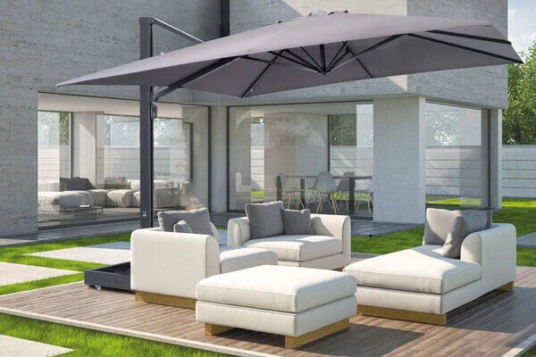 OUTFLEXX Ultimate L Ampelschirm, Anthrazit/grau, Alu/Spuncrylic®, 400x400cm, Inkl. Befüllbarem Schirmständer 4 OUTFLEXX Ultimate L Ampelschirm, Anthrazit/grau, Alu/Spuncrylic®, 400x400cm, Inkl. Befüllbarem Schirmständer - Image 2