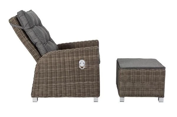 OUTFLEXX Dining Sessel, Grau, Polyrattan, 74 X 83 X 110 Cm, Stufenlos Verstellbar, Inkl. Hocker 5 OUTFLEXX Dining Sessel, Grau, Polyrattan, 74 X 83 X 110 Cm, Stufenlos Verstellbar, Inkl. Hocker - Image 3