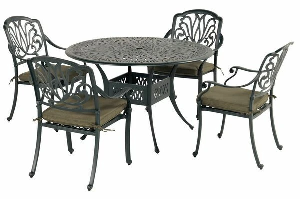 HARTMAN Amalfi Sitzgruppe, Dunkelgrün, Alu-Guss, 4 Diningsessel, Inkl. Polster, Ø120cm 4 HARTMAN Amalfi Sitzgruppe, Dunkelgrün, Alu-Guss, 4 Diningsessel, Inkl. Polster, Ø120cm - Image 2