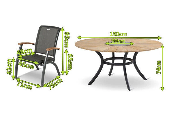 HARTMAN Provence / Da Vinci Sitzgruppe, Xerix/anthrazit, Alu/Teakholz, 5 Diningsessel, Ø150cm, Inkl. Eiskühler 4 HARTMAN Provence / Da Vinci Sitzgruppe, Xerix/anthrazit, Alu/Teakholz, 5 Diningsessel, Ø150cm, Inkl. Eiskühler - Image 2