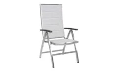 STERN Cardiff Klappsessel, Silber Gepolstert, Edelstahl/Textil/Aluminiumarmlehnen, 69x60x110 Cm, Rückenlehne Verstellbar, Klappbar