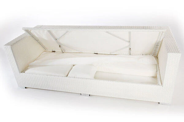 OUTFLEXX 3-Sitzer Sofa, Weiß, Polyrattan, Inkl. Polster Und Wasserfeste Kissenbox 4 OUTFLEXX 3-Sitzer Sofa, Weiß, Polyrattan, Inkl. Polster Und Wasserfeste Kissenbox - Image 2