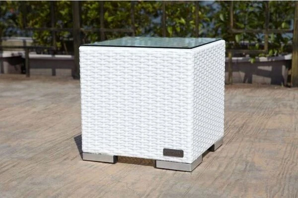 OUTFLEXX Beistelltisch, Weiß, Polyrattan, 40x40x40 Cm, Inkl. Glasplatte 4 OUTFLEXX Beistelltisch, Weiß, Polyrattan, 40x40x40 Cm, Inkl. Glasplatte - Image 2