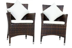 OUTFLEXX 2er-Set Sessel, Braun Marmoriert, Polyrattan, Inkl Polster Und Kissen