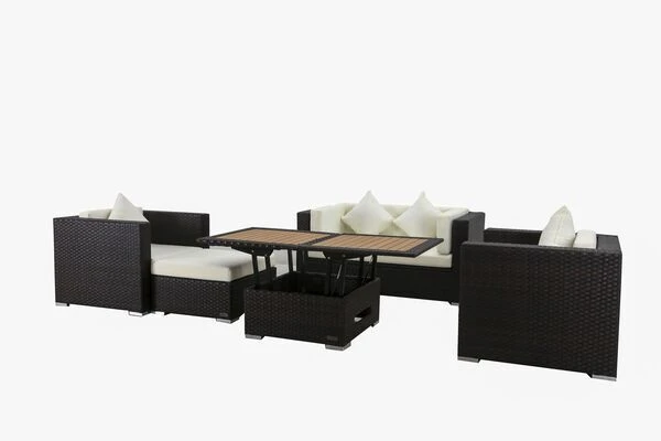 OUTFLEXX Lounge-Set, 5 Personen, Braun, Polyrattan, Inkl. Loungetisch, Wasserfeste Kissenbox 5 OUTFLEXX Lounge-Set, 5 Personen, Braun, Polyrattan, Inkl. Loungetisch, Wasserfeste Kissenbox - Image 3