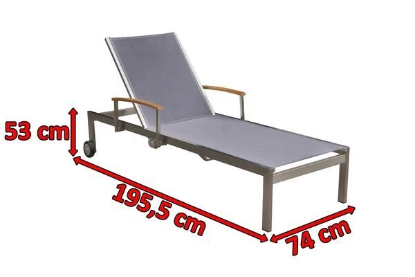 OUTFLEXX Rollliege, Taupe, Edelstahl/Textilene, Mit Gasfeder, 195,5x74x35cm 7 OUTFLEXX Rollliege, Taupe, Edelstahl/Textilene, Mit Gasfeder, 195,5x74x35cm - Image 5