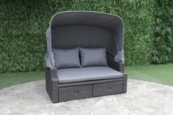 OUTFLEXX Fontana Loungebett, Grau, Polyrattan, Doppel-halbrund, Mit Unterschiebbaren Hockern, Dach Klappbar -Gartenblick Geschaft 3 18545.jpg