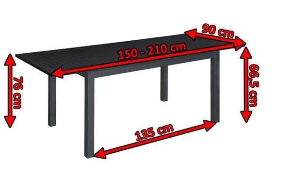 DOPPLER Expert Esstisch, Anthrazit/schwarz, Aluminium, 150-210 X 90 Cm, Ausziehbar 5 DOPPLER Expert Esstisch, Anthrazit/schwarz, Aluminium, 150-210 X 90 Cm, Ausziehbar - Image 3