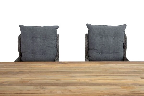 OUTFLEXX Esstischgarnitur, Polyrattan/Teakholz, Tisch 200x100cm, 6 Diningsessel, Inkl. Polster 5 OUTFLEXX Esstischgarnitur, Polyrattan/Teakholz, Tisch 200x100cm, 6 Diningsessel, Inkl. Polster - Image 3