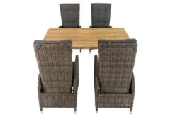 OUTFLEXX Esstischgarnitur, Edelstahl/recyceltes FSC-Teak, Tisch 160x90 Cm, 4 Hochlehner- Diningsessel, A-Gestell -Gartenblick Geschaft 3 19374.jpg