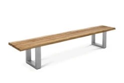 OUTFLEXX Bank, Natur, Edelstahl & Recycled FSC-Teak, 200x40x45cm, Baumkante