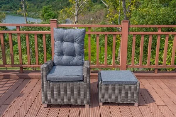 OUTFLEXX Dining Sessel, Grau, Polyrattan, 74 X 83 X 110 Cm, Stufenlos Verstellbar, Inkl. Hocker 6 OUTFLEXX Dining Sessel, Grau, Polyrattan, 74 X 83 X 110 Cm, Stufenlos Verstellbar, Inkl. Hocker - Image 4