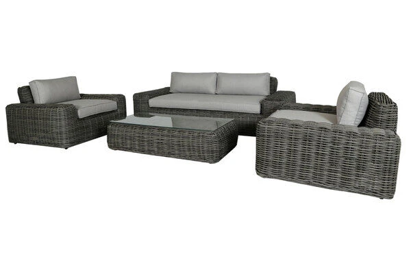 OUTFLEXX Loungemöbel, Two Tone Grey, Polyrattan, 4 Personen, Inkl. Tisch 70 X 130 Cm Und Polster In Grau 5 OUTFLEXX Loungemöbel, Two Tone Grey, Polyrattan, 4 Personen, Inkl. Tisch 70 X 130 Cm Und Polster In Grau - Image 3