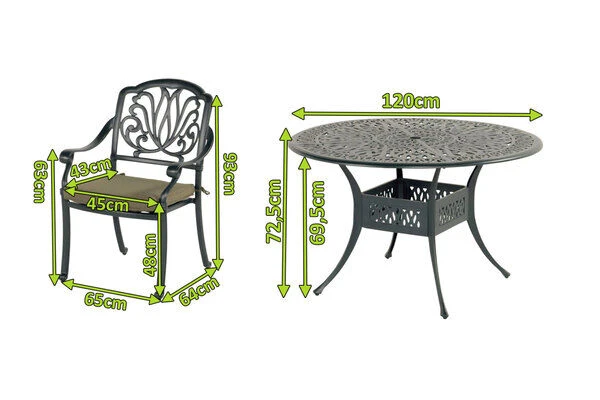 HARTMAN Amalfi Sitzgruppe, Dunkelgrün, Alu-Guss, 4 Diningsessel, Inkl. Polster, Ø120cm 5 HARTMAN Amalfi Sitzgruppe, Dunkelgrün, Alu-Guss, 4 Diningsessel, Inkl. Polster, Ø120cm - Image 3