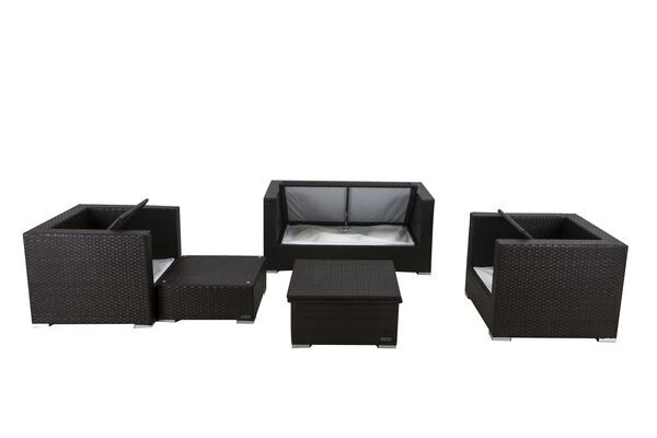 OUTFLEXX Lounge-Set, 5 Personen, Braun, Polyrattan, Inkl. Loungetisch, Wasserfeste Kissenbox 6 OUTFLEXX Lounge-Set, 5 Personen, Braun, Polyrattan, Inkl. Loungetisch, Wasserfeste Kissenbox - Image 4