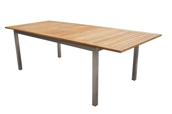 OUTFLEXX Set, Silber, 200/300 X 100 Cm, Edelstahl/Teak, Ausziehtisch, 8 Stapelstühle, 2 Multipositionssessel 6 OUTFLEXX Set, Silber, 200/300 X 100 Cm, Edelstahl/Teak, Ausziehtisch, 8 Stapelstühle, 2 Multipositionssessel - Image 4