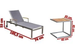 OUTFLEXX Sonnenliegen-Set, Taupe, Edelstahl/FSC-Teak, 195,5x74x35cm, Mit Armlehnen, Inkl. Beistelltisch 45x45cm -Gartenblick Geschaft 4 16547.jpg