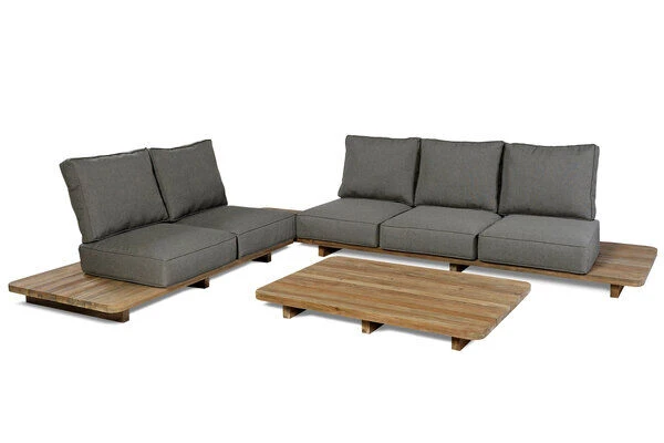 OUTFLEXX Loungemöbel, Natur, Recycled FSC®-Teak, 5 Sitzplätze, Inkl. Kissen 6 OUTFLEXX Loungemöbel, Natur, Recycled FSC®-Teak, 5 Sitzplätze, Inkl. Kissen - Image 4