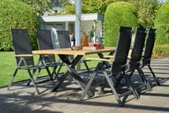 HARTMAN Xanadu Esstisch, Xerix, Alu / Teakholz, 220 X 100 Cm, X-Gestell -Gartenblick Geschaft 4 20405.jpg