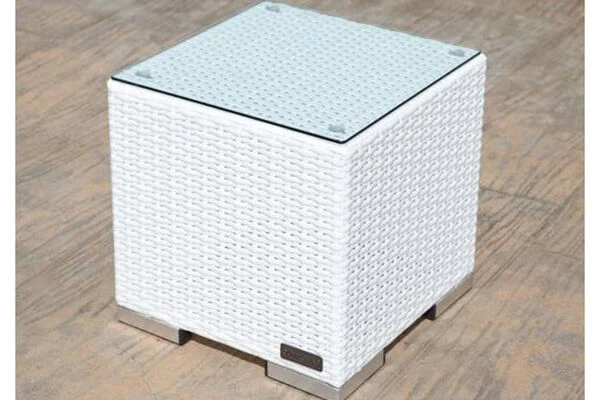 OUTFLEXX Beistelltisch, Weiß, Polyrattan, 40x40x40 Cm, Inkl. Glasplatte 6 OUTFLEXX Beistelltisch, Weiß, Polyrattan, 40x40x40 Cm, Inkl. Glasplatte - Image 4