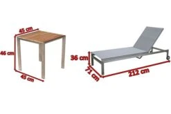 OUTFLEXX 2er-Set Rollliege, Silber, Edelstahl/Teak, 212x71x36 Cm, Mit Beistelltisch 45x45cm -Gartenblick Geschaft 5 14170.jpg