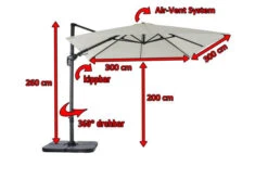 OUTFLEXX Ampelschirm, Creme, Pulverbesch. Aluminium, 300x300 Cm, Inkl. Plattenständer, Twist-Funktion -Gartenblick Geschaft 5 16108.jpg