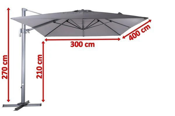 OUTFLEXX Ampelschirm, Anthrazit, Pulverbesch. Aluminium, 400x300cm, Inkl. Plattenständer 7 OUTFLEXX Ampelschirm, Anthrazit, Pulverbesch. Aluminium, 400x300cm, Inkl. Plattenständer - Image 5