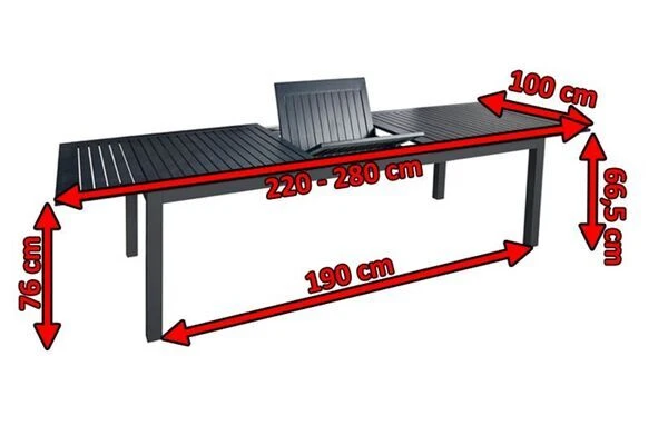 DOPPLER Expert Esstisch, Anthrazit/schwarz, Aluminium, 220-280 X 100 Cm, Ausziehbar 7 DOPPLER Expert Esstisch, Anthrazit/schwarz, Aluminium, 220-280 X 100 Cm, Ausziehbar - Image 5