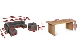 OUTFLEXX Loungegarnitur, Polyrattan/Teakholz, Tisch 160x90cm, Für 8 Personen, Wasserfeste Kissenbox -Gartenblick Geschaft 5 19396.jpg