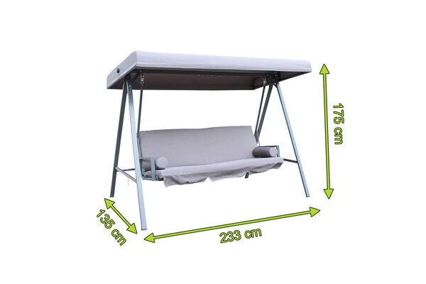 OUTFLEXX 3-Sitzer Hollywoodschaukel, Grau/anthrazit, Stahl/Polyester, 233x135 Cm, Mit Liegefunktion 7 OUTFLEXX 3-Sitzer Hollywoodschaukel, Grau/anthrazit, Stahl/Polyester, 233x135 Cm, Mit Liegefunktion - Image 5