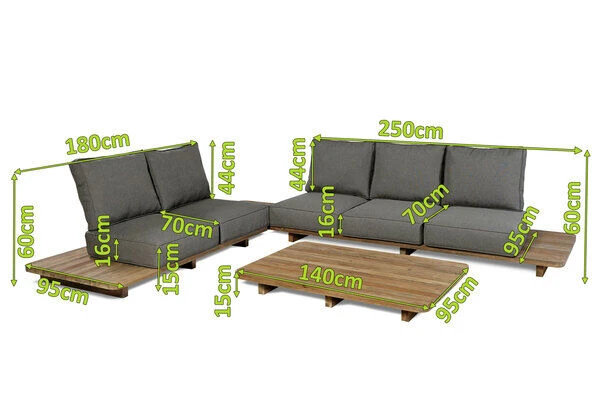OUTFLEXX Loungemöbel, Natur, Recycled FSC®-Teak, 5 Sitzplätze, Inkl. Kissen 7 OUTFLEXX Loungemöbel, Natur, Recycled FSC®-Teak, 5 Sitzplätze, Inkl. Kissen - Image 5