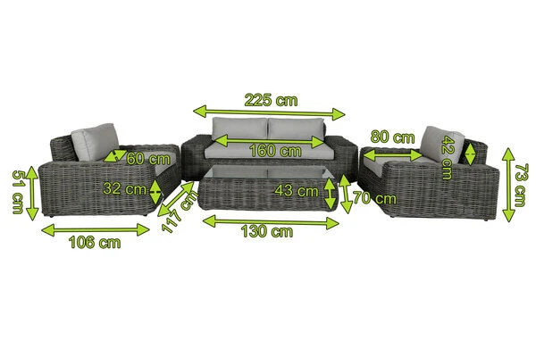OUTFLEXX Loungemöbel, Two Tone Grey, Polyrattan, 4 Personen, Inkl. Tisch 70 X 130 Cm Und Polster In Grau 7 OUTFLEXX Loungemöbel, Two Tone Grey, Polyrattan, 4 Personen, Inkl. Tisch 70 X 130 Cm Und Polster In Grau - Image 5