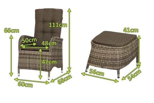 Ploß Rabida Dining Sessel, Champagner-meliert, Polyrattan, Verstellbar, Mit Fußhocker 7 Ploß Rabida Dining Sessel, Champagner-meliert, Polyrattan, Verstellbar, Mit Fußhocker - Image 5