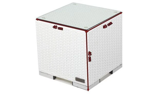 OUTFLEXX Beistelltisch, Weiß, Polyrattan, 40x40x40 Cm, Inkl. Glasplatte 7 OUTFLEXX Beistelltisch, Weiß, Polyrattan, 40x40x40 Cm, Inkl. Glasplatte - Image 5