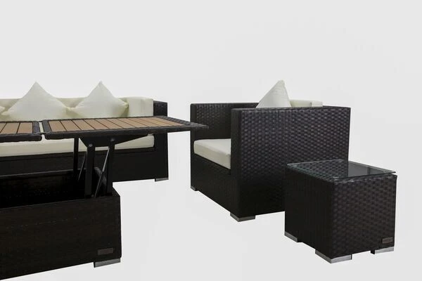 OUTFLEXX Loungemöbel-Set, Braun, Polyrattan, Für 6 Personen, Inkl. Loungetisch, Wasserfeste Kissenbox 9 OUTFLEXX Loungemöbel-Set, Braun, Polyrattan, Für 6 Personen, Inkl. Loungetisch, Wasserfeste Kissenbox - Image 7