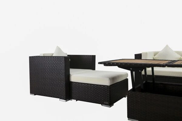 OUTFLEXX Lounge-Set, 5 Personen, Braun, Polyrattan, Inkl. Loungetisch, Wasserfeste Kissenbox 9 OUTFLEXX Lounge-Set, 5 Personen, Braun, Polyrattan, Inkl. Loungetisch, Wasserfeste Kissenbox - Image 7