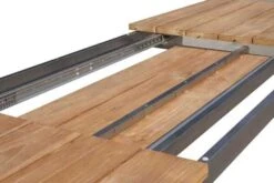 OUTFLEXX Esstischgruppe, Edelstahl/FSC-Teak, 220/340 X 100 Cm, 6 Freischwinger, Taupe, Tischplattedicke 3cm -Gartenblick Geschaft 7 17321.jpg