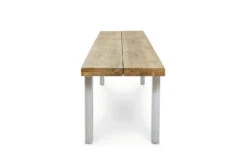 OUTFLEXX Bank, Natur, Edelstahl & Recycled FSC-Teak, 240x40x45cm, Baumkante -Gartenblick Geschaft 7 20358.jpg