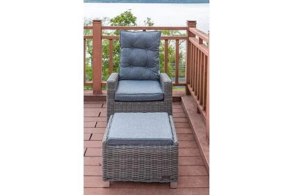 OUTFLEXX Dining Sessel, Grau, Polyrattan, 74 X 83 X 110 Cm, Stufenlos Verstellbar, Inkl. Hocker 10 OUTFLEXX Dining Sessel, Grau, Polyrattan, 74 X 83 X 110 Cm, Stufenlos Verstellbar, Inkl. Hocker - Image 8