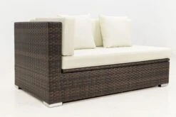 OUTFLEXX 2-Sitzer Ecksofa, Braun Marmoriert, Polyrattan, 145 X 85 X 70 Cm, Wasserfeste Kissenbox, Armlehne Re. -Gartenblick Geschaft 8 15734 4 BOX.jpg