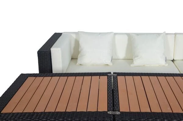 OUTFLEXX Loungemöbel-Set, Schwarz, Polyrattan, 6 Personen, Wasserfeste Kissenbox, Inkl. Loungetisch 10 OUTFLEXX Loungemöbel-Set, Schwarz, Polyrattan, 6 Personen, Wasserfeste Kissenbox, Inkl. Loungetisch - Image 8