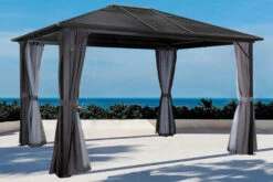 OUTFLEXX Hardtop Pavillon, Braun, Aluminium, 300x365cm, Inkl. Seitenteile Und Insektennetz -Gartenblick Geschaft 8 20386.jpg